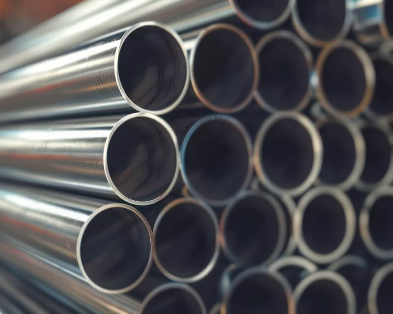 a stack of metal pipes